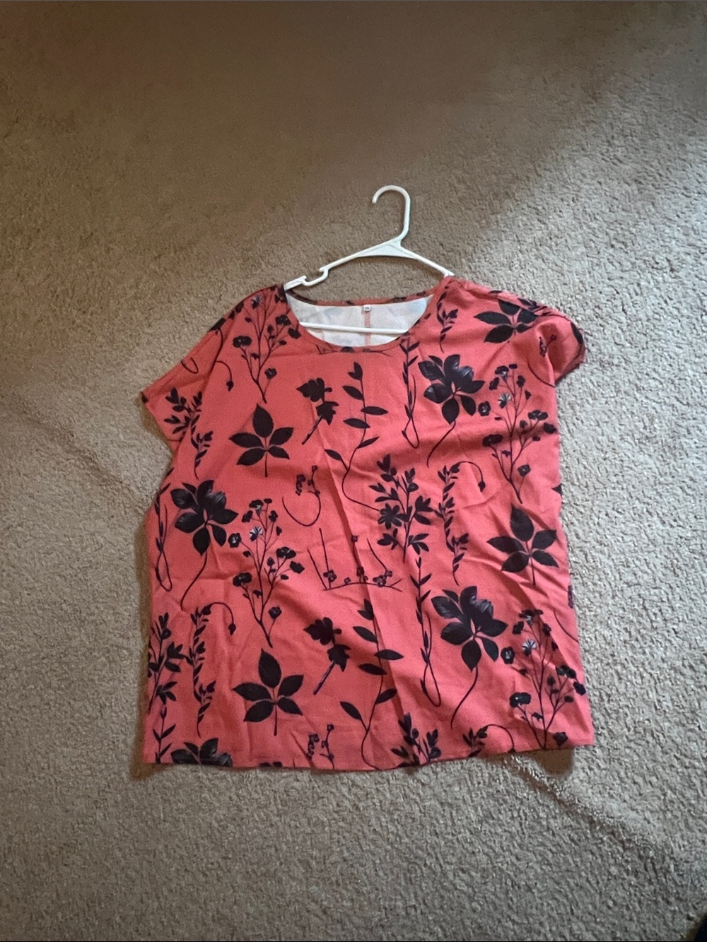 Coral Floral Short-Sleeve Women's Top